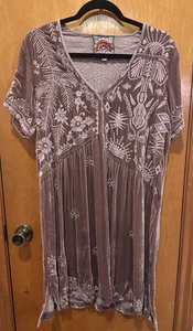Johnny Was Asymmetrical Velvet Dylan Tunic Dress, Size Small Color Mauve - Picture 1 of 13