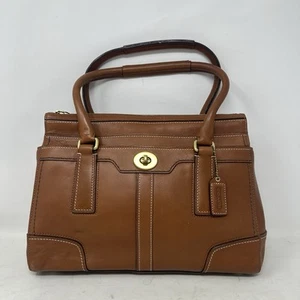 Coach Hampton Acorn Brown Leather Carryall Satchel Bag- Great Condition- 49 - Picture 1 of 13