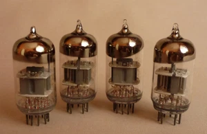 matched quartet 6N23P / 6Н23П = ECC88 Double triode NEW. SAME DATE 1977 - Picture 1 of 4