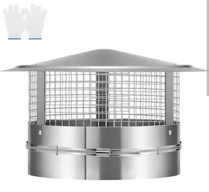 12" Cone Top Chimney Cap with Screen, Adjustable Round Roof Rain Chimney Cover - Picture 1 of 9