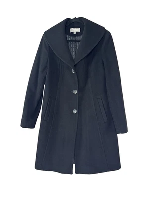 Abrigo Anne Klein para mujer 12 negro de lana de cachemir forrado midi negocios elegante ciudad Foto 1 de 4