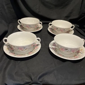 Set di 4 zuppe e piattini crema ghirlanda di rose Minton BELLISSIMI COME NUOVI 5521350 - Foto 1 di 9