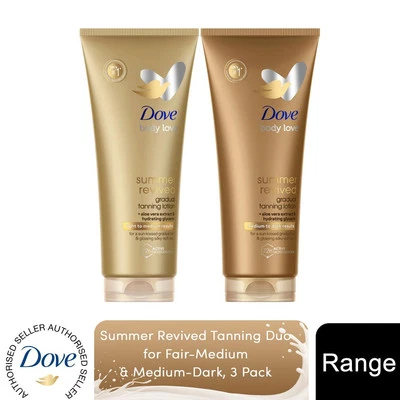 3 Pack Dove DermaSpa Summer Revived Gradual Self Tan Body Lotion, 200ml - Image 1 of 4