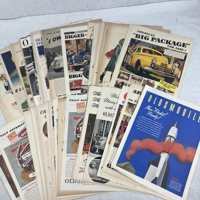 Vintage 1920s-1950s Oldsmobile Car Ads Full Page Magazine lot 55+ - Image 1 of 4
