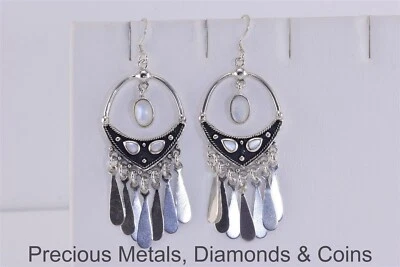 Pendientes de alambre francés araña piedra lunar oxidada de 52 mm x 25 mm de plata de ley Foto 1 de 4