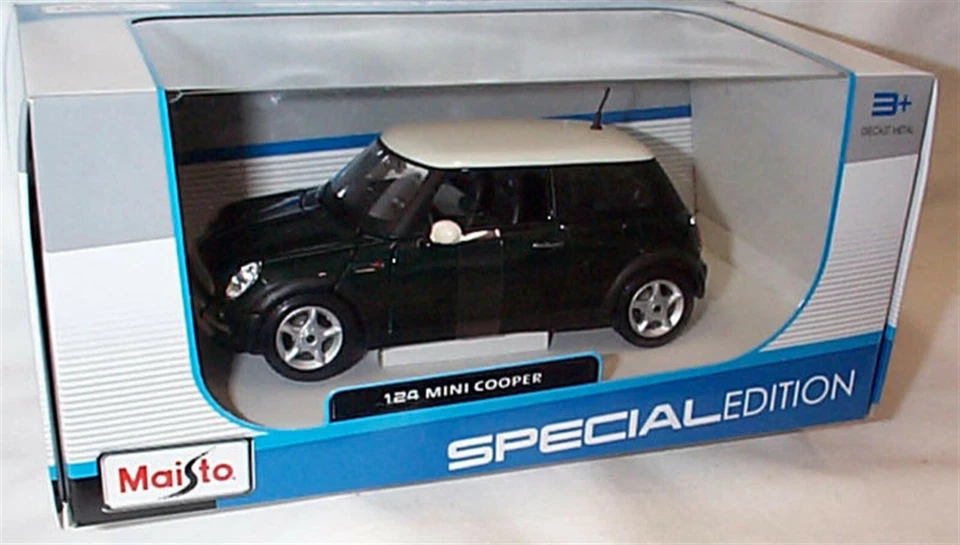 Mini Cooper Dark green White Roof opening parts Diecast 1-24 scale New inBox - Image 1 of 1
