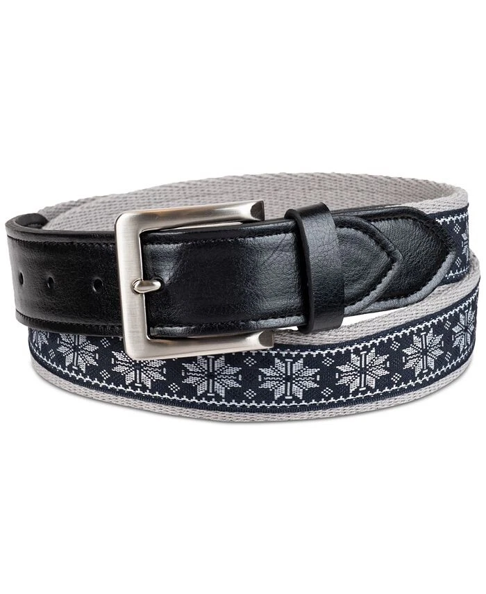 Cinturón de tela Club Room para hombre de imitación de cuero para vacaciones Cheer gris/azul pequeño Foto 1 de 1