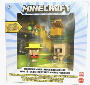 Minecraft Mob Head Minis Villager Guarding Iron Golem Pack with 2 Action Figures - Picture 1 of 1