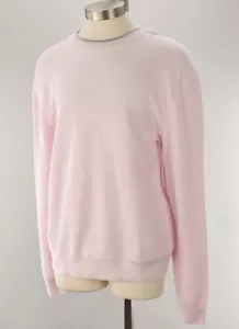THE MENS STORE Pale Pink Crew Neck Cotton Sweater Medium Textured Birdseye NWT - Picture 1 of 2