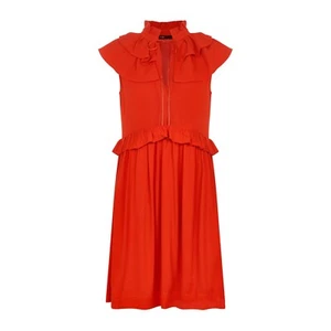 Maje Rutta Kleid klein Rüschen Krepp rot Mini Preppy ruhig Luxus - Bild 1 von 20