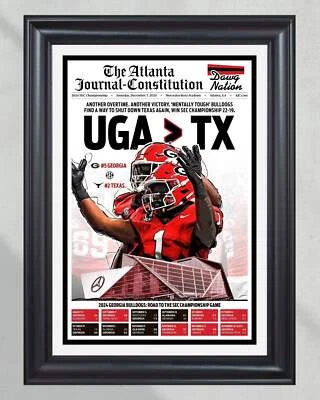 2024 Georgia Bulldogs SEC Championship 'UGA TX' Victory Over Texas Framed News - Image 1 of 4