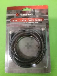 RADIOSHACK 6-FT.(1.82M) COAX CABLE BLACK RG-6U 75-Ohm MPN1500018 NEW - Picture 1 of 2