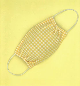 Premium Handmade Cotton Face Mask Filter Packet Washable Reusable - Yellow Plaid - Picture 1 of 6