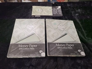 2 Packages Southworth Green Money Paper 25% Cotton Fiber 80 Sheets Per & 25 Env - Photo 1/1