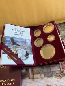 1995W MINT GOLDSILVER EAGLE 10thANNIVERSARY 5 COIN“READ”.OGP W/ALL MINT CAPSULES - Picture 1 of 8