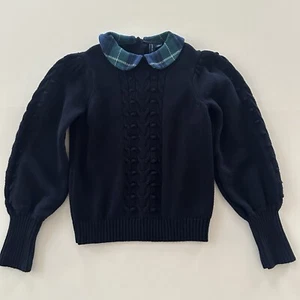 Janie and Jack Girls 8 Dark Blue Textured Sweater Collared - Picture 1 of 5