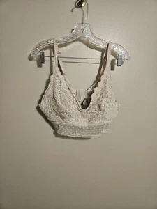 Aerie Womens Beige Lace Bralette Bra Size XL - Picture 1 of 7