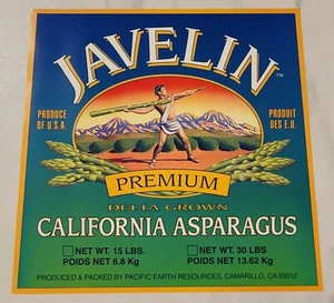 Label Javelin Asparagus Camarillo California - Picture 1 of 1