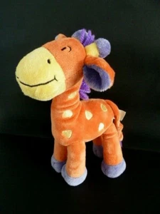 * KUSCHELTIER PLÜSCH NICOTOY KIABI GIRAFFE ORANGE LILA WOLLE KNACKIGE PFOTE NEU * - Bild 1 von 5