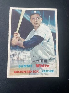 SAMMY WHITE 1957 Topps Baseball Card #163 Boston Red Sox VG/EX (Follow Us) - Picture 1 of 4