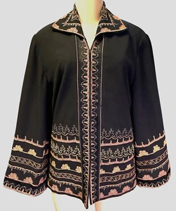 Vintage 90s Zelda Embroidered/Crewel Abstract No Sequins...Sz LG Jacket - Picture 1 of 11