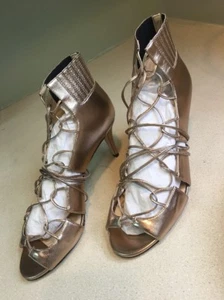 Jimmy Choo Myrtle 65 Gold Metallic Nappa Lace Up Sandals Sizes 8.5 - Picture 1 of 8