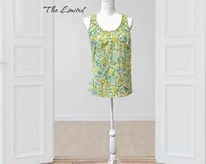 Blusa para mujer The Limited verde azul estampado floral top sin mangas, talla pequeña - Imagen 1 de 9