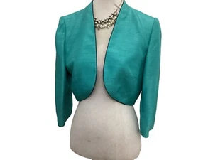 Jacques Vert Turquoise Shantung Bolero Size 10 Bnwt - Picture 1 of 6