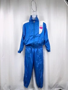 Vintage Ellesse Track Suit Blue/White Windbreaker Jacket + Jogger Pants 10W/34M - Picture 1 of 18