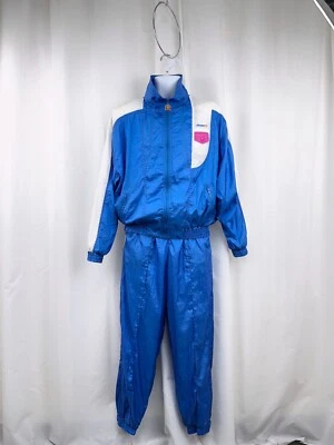 Vintage Ellesse Track Suit Blue/White Windbreaker Jacket + Jogger Pants 10W/34M - Image 1 of 4