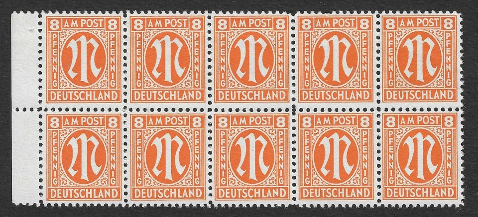 ALLIED OCCUPATION - 1945 - AM POST 8PF - BLOCK 10V - MNH ** - Image 1 of 1