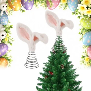 Easter Spring Tree Topper Decoration Rabbit Ears With Metal Spiral Base Reusable - Picture 1 of 7
