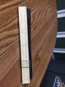 Regla de madera deslizable The Frederick Post 1446 Sun Hemmi con estuche de cuero negro - Imagen 1 de 12