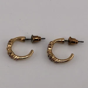 Hoop Earrings Gold Tone 3/4 Pierced Ears Pink Sparkle Hoops Disco Retro Festival - Picture 1 of 16