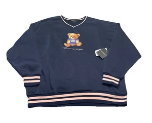 Harper&Ivy Women’s Teddy Bear Sweatshirt Pullover It’s Not Me It’s You Blue Larg - Picture 1 of 10