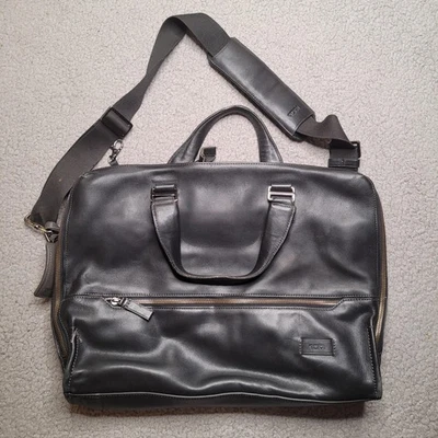 TUMI Harrison Horton Double Zip Black Leather Briefcase Laptop Bag 63002D - Bild 1 von 4