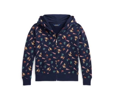 Polo Ralph Lauren Iconic Polo Bear Fleece FZ Hoodie Jacket M 8-10 youth $125 - Image 1 of 4
