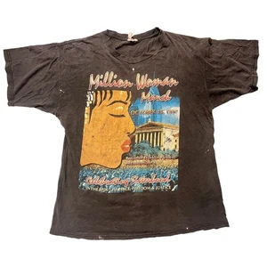 Vintage 90s Million Woman March Sisterhood Black Rap T-Shirt  XL  - Picture 1 of 17