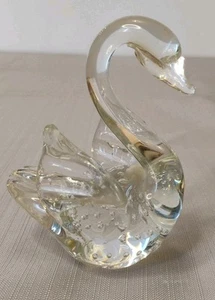 Vintage Art Clear Glass Swan Bullicante Polished Bottom Controlled Bubbles - Bild 1 von 6