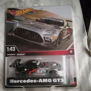 Hot Wheels Premium 1:43 Scale Metal Mercedes AMG GT3 No 6 in Black and Silver - Picture 1 of 2