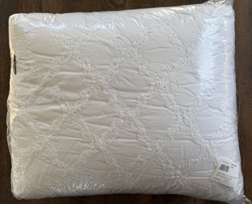 Nuevo Edredón Pottery Barn Teen Roller Rabbit Jena Enrejado Texturizado Completo/Reina Blanco Foto 1 de 2