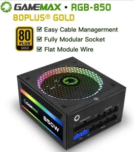 GameMax RGB850 Rainbow Power Supply 850W Fully Modular 80+ Gold - NEW SEALED - Picture 1 of 2