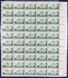 Scott 1108 - 1958 Gunston Hall Full Sheet of 50 US 3¢ Stamps MHN - Picture 1 of 2