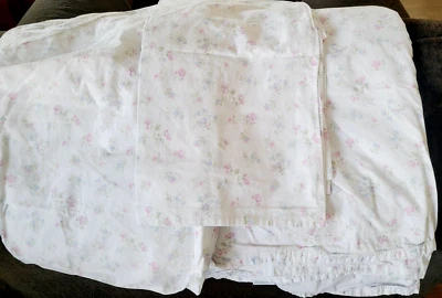 3 PCS SET SIMPLY SHABBY CHIC TWIN Sheet Flat Fitted Pillow Case Candy Floral - Image 1 of 4