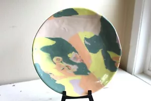 Studio Pottery Blory Plate Agateware Neriage Hand Built Glossy Organic Abstract - Picture 1 of 8