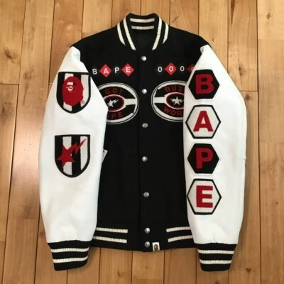 BAPE LOGO leather sleeve varsity jacket a bathing ape NIGO Size S - Image 1 of 4