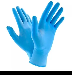 NITRILE EXAM GLOVES BLUE, POWDER FREE, NON-TOXIC, 1 BOX 100 PC, SIZE "M" NEW - Picture 1 of 2