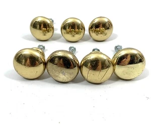Vintage Lot Of 7 Round Brass Cabinet Knobs Drawer Pulls & Hardware Home Decor - Picture 1 of 3
