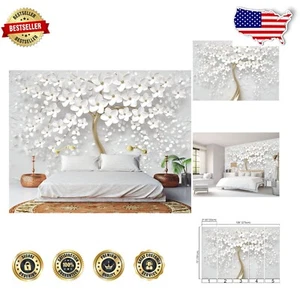Waterproof 3D Flower Tree Mural - Elegant Gold Floral Wallpaper for Kids' Room - Picture 1 of 9