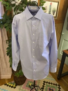 Camisa de vestir Adams de plumón de algodón para hombre ajuste a medida hecha en New Providence, NJ 34/35 - Imagen 1 de 6